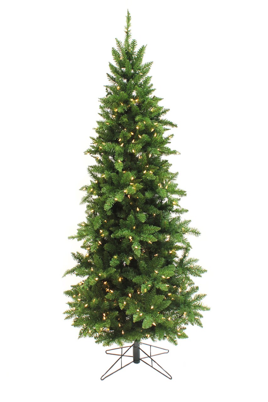Perfect Holiday Pre-Lit Slim Pencil Christmas Tree Warm White LED 6.5ft - 9ft